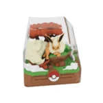 Close-up of a handcrafted Flareon Pokemon artisan ESC keycap, showcasing its vibrant fiery details and premium sculpted texture from a side angle.