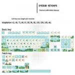 Enchanted Forest PBT MOA artisan keycap set, multiple views highlighting its durable PBT and whimsical, vibrant, serene forest design.