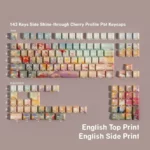 English layout Ghibli Floral Wonderland PBT keycaps set, featuring whimsical flower fields and vibrant, serene colors for an enchanting desktop.