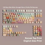 Enchanting Ghibli Floral Wonderland PBT keycaps set with beautiful Korean legends, featuring whimsical flower fields and vibrant, serene color.