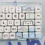 Glacier Bear PBT Dye-sub MOA Keycaps Set, showcasing adorable icy blue and white bear designs. These unique Glacier Bear Keycaps evoke a serene winter layout design.
