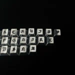 Multiple views of Handcrafted Gothic Alphabet Keycaps Set, highlighting intricate medieval artistry and dark, mystical, timeless design.