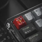 Exquisite Gundam EV63 R4 artisan keycap crafted from zinc alloy, showcasing intricate mecha design and a futuristic metallic finish.