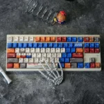 Artistic product gallery of the RX-78-2 Battle-Damaged Gundam keycaps set, revealing its iconic mecha aesthetic and intricate, hand-painted weathered.