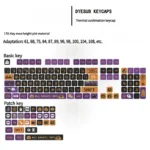 Vibrant Halloween PBT dye-sub keycaps set for mechanical keyboards, showcasing playful spooky pumpkins, ghosts, and bats from various angles.