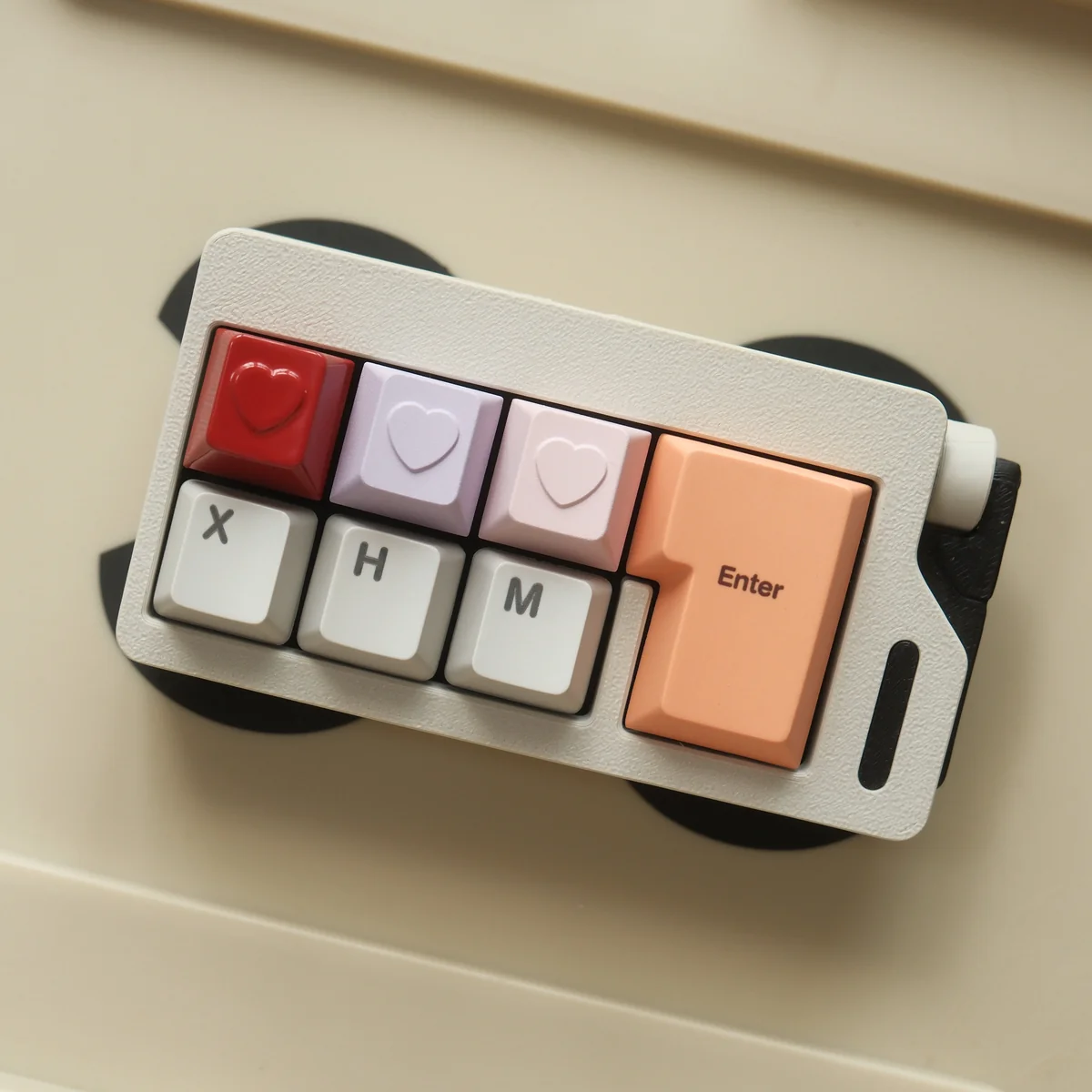 Handcrafted Heart Keycap, a premium aluminum ESC key. Features a polished finish and vibrant red heart, adding artistic charm to your keyboard.