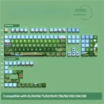 Heidi's Alpine Adventures PBT keycap set, 129 original height keys with unique side-engraved translucent legends, embodying serene Alpine charm.
