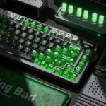 Heisenberg Magnetic Side-Engraved Keycaps set from multiple angles. Sleek dark design with glowing side legends. Magnetic switch compatible, premium aesthetics.