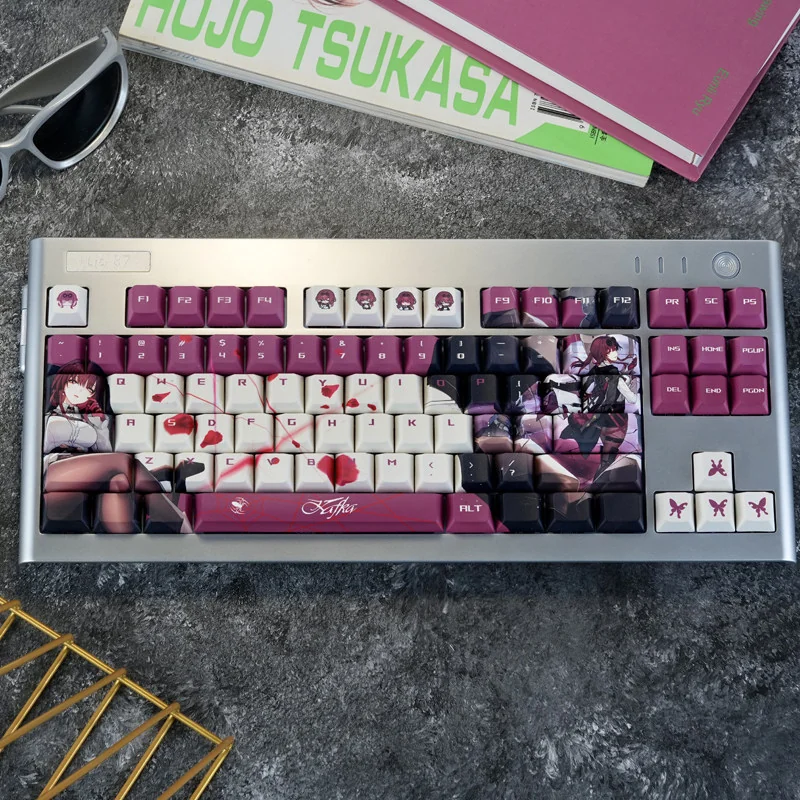 Exclusive Kafka Honkai Star Rail PBT Dye-sub Keycap Set showcasing dark, elegant Kafka character art. Premium, mysterious keycaps for enthusiasts.