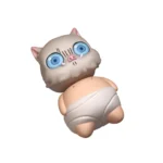 Dynamic Inosuke Hashibira artisan keycap from a unique angle, showcasing the fierce boar mask's intricate details and untamed spirit for Demon Slayer.