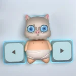 Dynamic Inosuke Hashibira artisan keycap, from various angles, highlighting the intricate boar mask and fierce, untamed Demon Slayer persona.