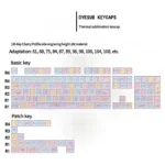 Vibrant translucent Jellyfish PBT keycap set for mechanical keyboards, displaying ethereal pink and purple aquatic bioluminescence and dynamic design.