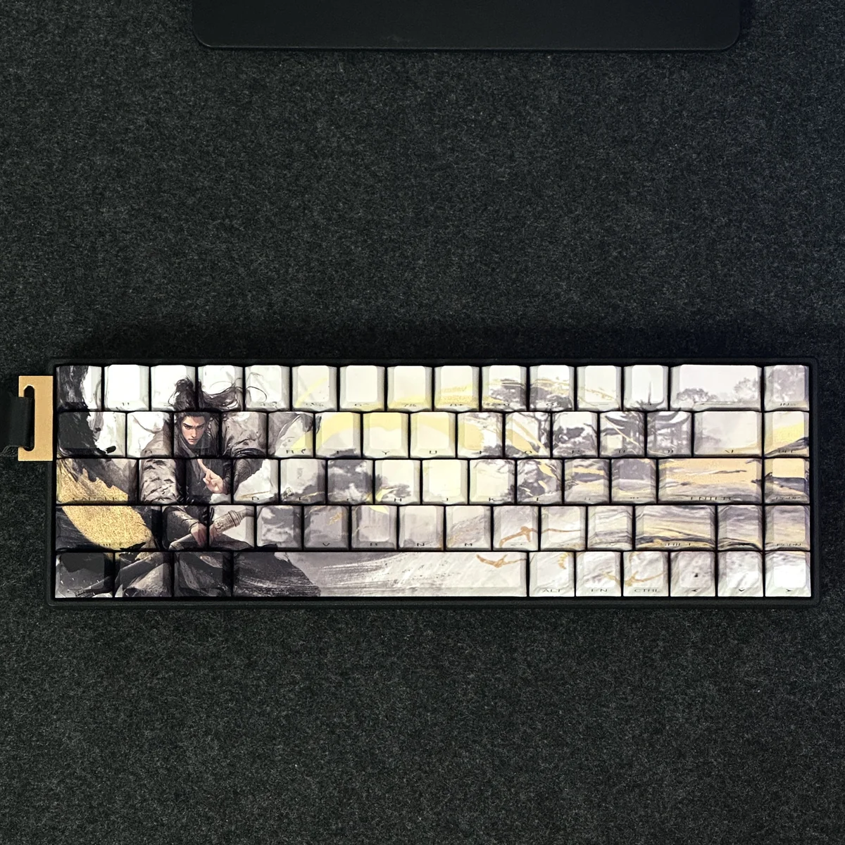 Captivating main image of Celestial Elegance Jinxian side-lit keycaps set, highlighting the unique side-engraved backlit PBT keycap set with mythical Chinese.