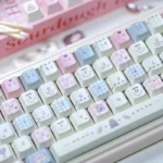 Deep Roast Academia PBT Dye-Sub Keycap Set. Views show rich PBT, warm hues, creamy accents, vintage aesthetic.