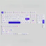 Striking Klein Blue keycaps set with bold, large legends, displayed from a unique angle to highlight their premium material and minimalist aesthetic.