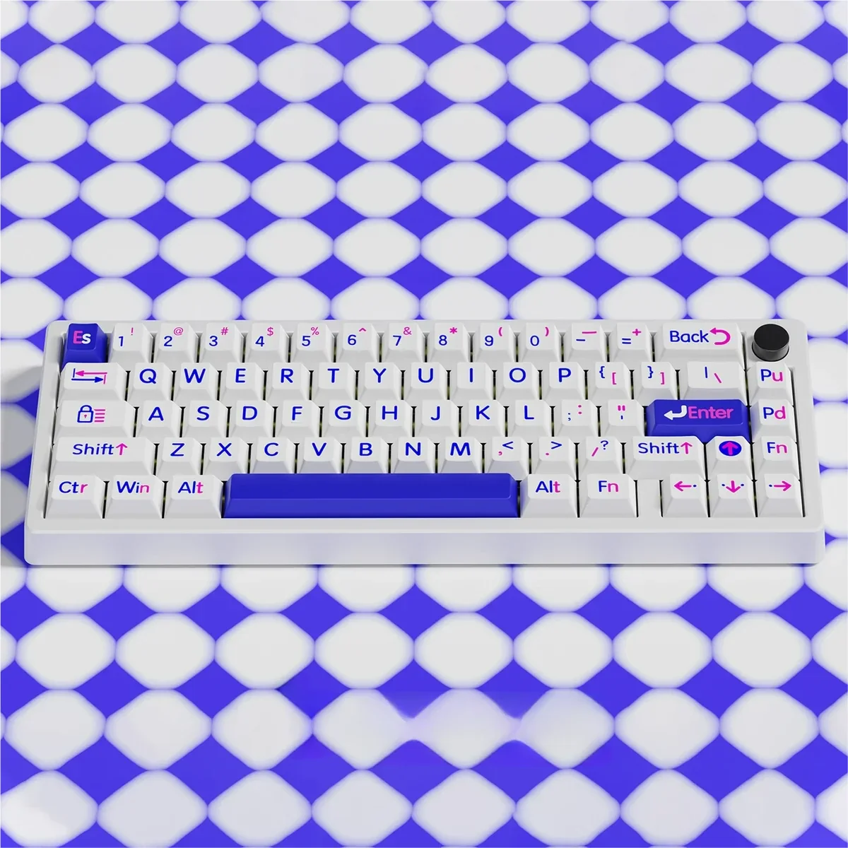 Iconic Klein Blue Keycaps Set featuring bold, large legends and a minimalist design. This main image highlights the premium quality and striking aesthetics.