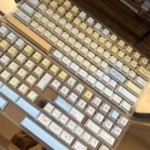 Vibrant Lamb Pastry Cherry Keycap Set. Close-up of cheerful fruit legends from a unique angle, for a whimsical, playful theme.