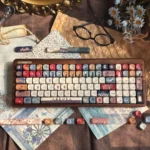 Letter of The Owl Series Keycap Set, artistically designed with vintage parchment and an elegant owl delivering a magical school letter.