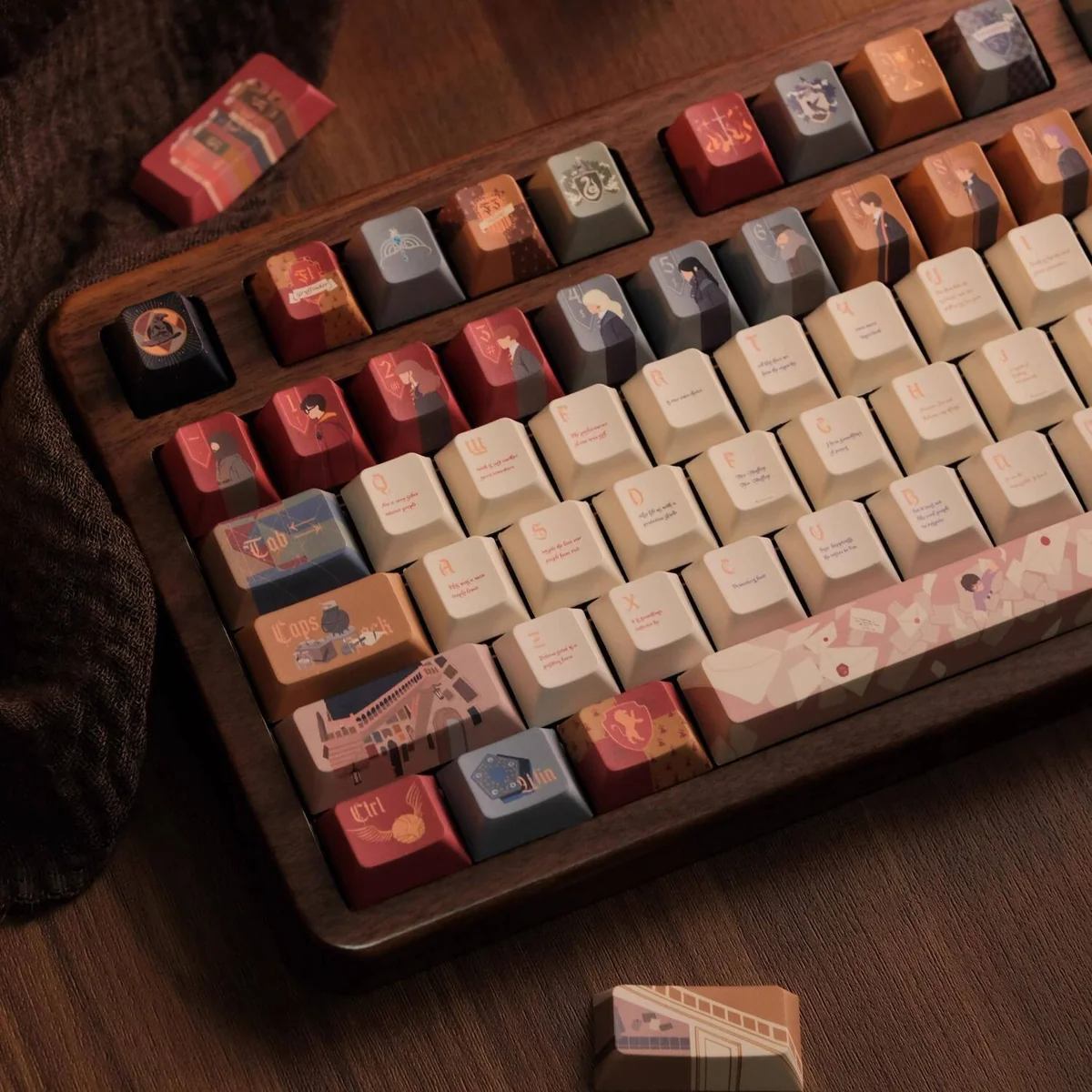 Letter of The Owl Series Keycap Set, an exclusive set with enchanting vintage parchment styling and a majestic owl delivering a magical letter.