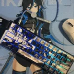 Premium Levi Ackerman PBT side-lit keycaps set on a tactical keyboard, highlighting iconic motifs and durable PBT construction. Optimized for backlit set.