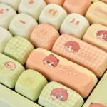 Playful Light Night Keycaps Set showcasing the romantic Jesse MOA PBT set from various dreamy angles, highlighting celestial character art.