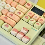 Playful Light Night Keycap Set: Jesse MOA PBT set, displaying romantic, dreamy, celestial-inspired art from various angles.