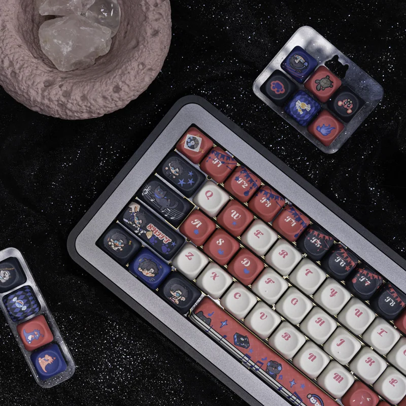Exclusive Light Night Osborn PBT keycap set, showcasing romantic anime character art. Vibrant fantasy collectible, detailed from unique angles.