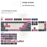 Vibrant, romantic Light Night Osborn character PBT keycap set from multiple angles, an exclusive anime-inspired collectible with detailed fantasy art.