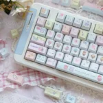 Charming Little Girl PBT keycaps set, viewed from multiple angles, highlighting whimsical illustrations and gentle artistry that evoke innocent childhood.