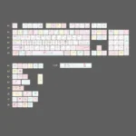 Detailed side view of the Charming Little Girl PBT Keycaps set, emphasizing the whimsical characters, gentle artistry, and Cherry profile for a nostalgic design.