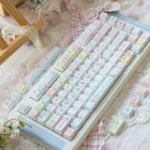 Charming Little Girl PBT Keycaps Set, showcasing whimsical and innocent designs with gentle artistry, evoking sweet childhood memories for a unique keyboard.