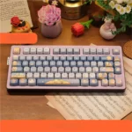 Enchanting Little Prince Starry PBT keycaps set in MOA profile, showcasing whimsical cosmic journey illustrations on a full keyboard set, perfect for fans.