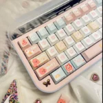 Exclusive Loopy Keycap Set, vibrant PBT dye-sublimated art. Adorable, whimsical character displayed from playful perspectives, emphasizing charm.