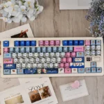 Whimsical Manga Cat Keycaps PBT set, featuring vibrant, playful cowboy cats in an artistic manga style. Elevate your keyboard with this unique theme.