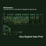 A collection of Midsummer PBT keycaps set showcasing their vibrant, refreshing aesthetic from multiple angles, highlighting clean legends and the serene design.