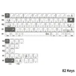 Playful Miffy PBT keycaps set, showcasing translucent side-printed legends from various angles, highlighting their unique glowing effect and durable PBT material.