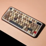 Cozy Milk Coffee PBT keycaps set, Cherry profile. Warm cream and soft brown hues highlight a premium coffee shop aesthetic and durable comfort.