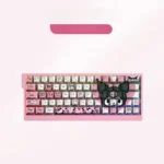 Close-up of the mischievous Kuromi PBT dye-sub keycap set, highlighting its playful dark character art and durable Cherry profile.