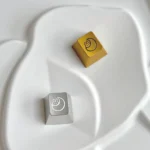 Artistic Serene Moon Rabbit Keycap, precision CNC aluminum, intricate lunar rabbit motif with a sleek metallic sheen, enhancing any keyboard's sophiscated.