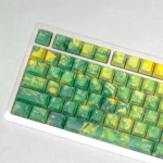 A collection of Multi-Color PBT keycaps set showcasing their dynamic palette and playful energy, perfect for personalized keyboard styling from various angle.