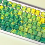 A collection of Multi-Color PBT keycaps set displayed from various angles, showcasing their dynamic palette and playful energy for personalized keyboard.