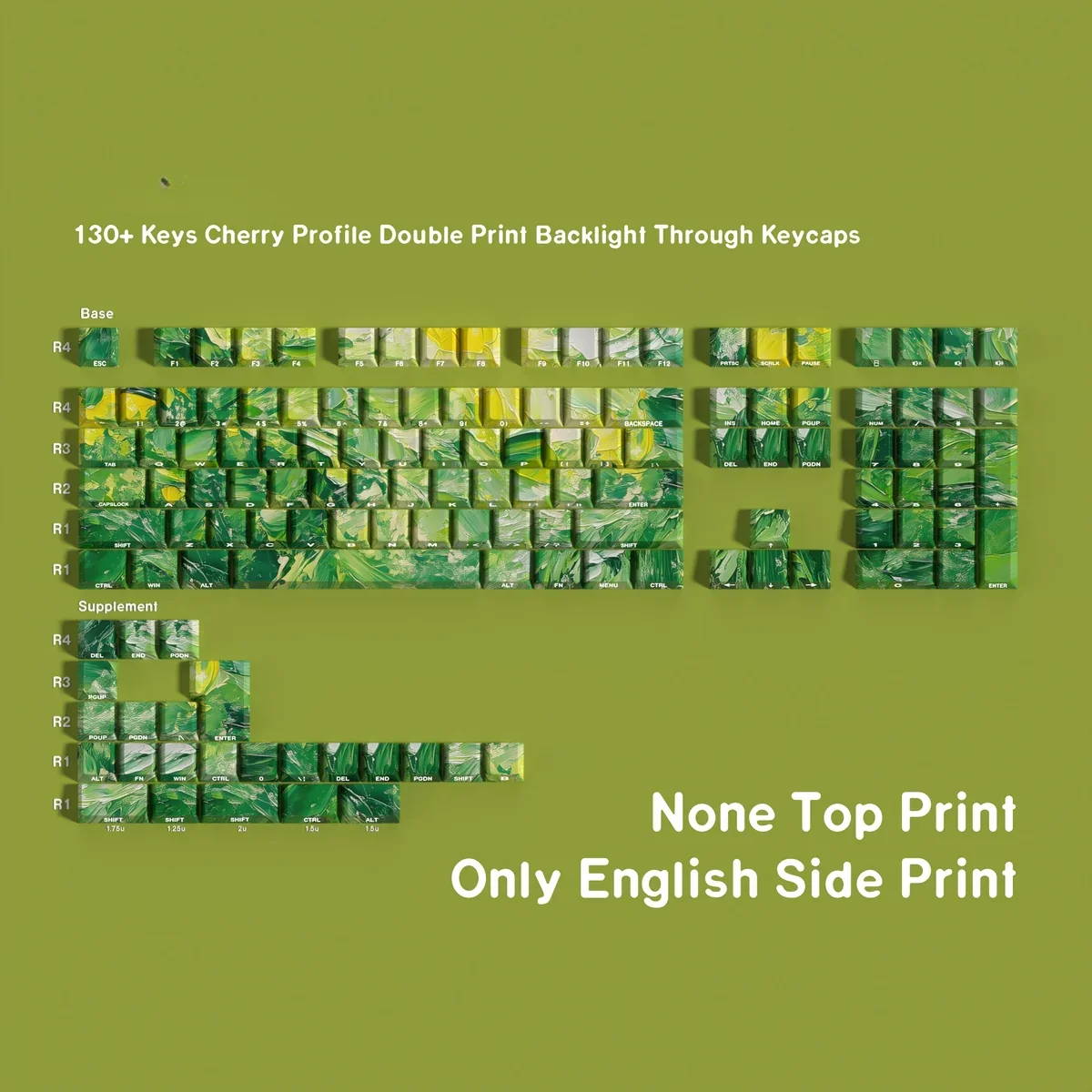 Close-up of Multi-Color PBT keycaps set, showcasing the dynamic color palette and playful energy for personalized keyboard style.