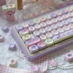 Experience the exclusive My Little Pony MOA PBT keycap set, showcasing vibrant, whimsical characters and its unique MOA profile from a playful new angle.