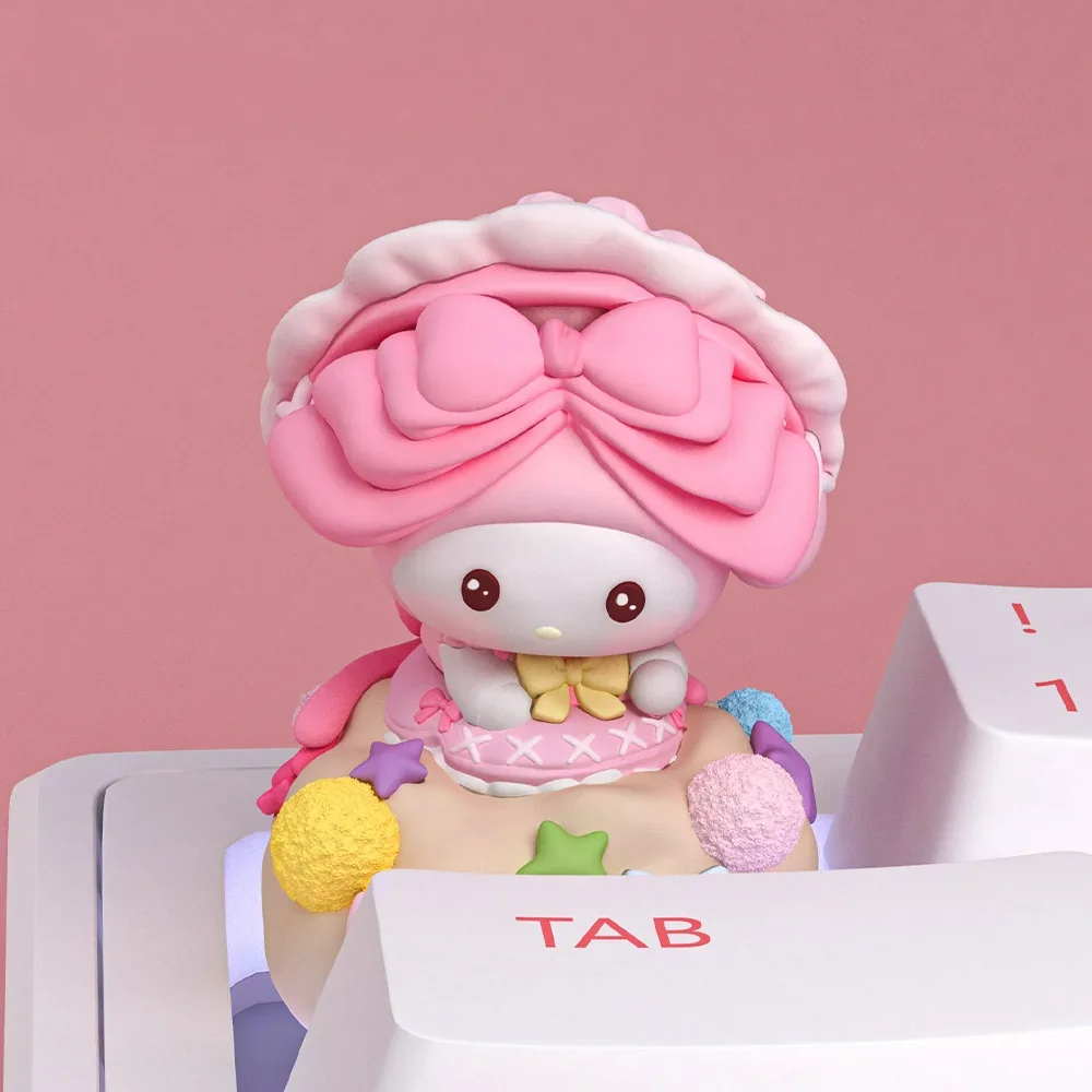 Whimsical My Melody fantasy artisan ESC keycap, showcasing an adorable pink magic house design for enchanting keyboard decor. A delightful My Melody design.