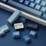 Premium Ocean Heart PBT Keycap Set featuring oceanic blue design, highlighting durable PBT material and captivating aesthetic.