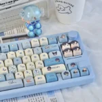Exclusive Osborn PBT 135-key set, featuring Light Night Love character art and celestial elements. Detailed views show elegant dark and light design.