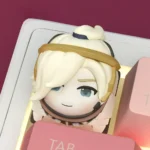 Overwatch Mercy keycap: multiple views show its iconic, heroic, angelic character and intricate handcrafted resin art.