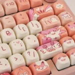 Close-up of the exclusive Palworld Chillet MOA PBT gaming keycap set, showcasing adorable Chillet art and whimsical PBT keycaps.