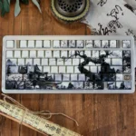 Ice Core PBT backlit keycaps set with elegant ice-themed design and ethereal side-engraved legends, enhancing any keyboard's aesthetic.
