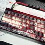 Premium PBT Strategic Chess Keycaps Set displayed from a subtle angle, highlighting the sophisticated side-printed backlit legends and elegant monochromatic.